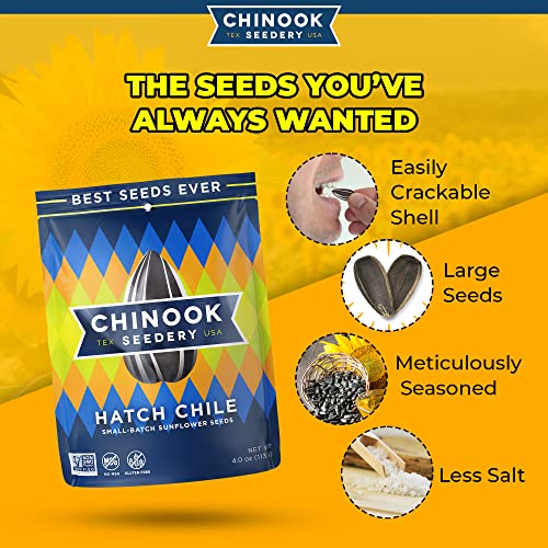 Chinook Seedery Roasted Jumbo Sunflower Seeds - Keto Snacks - Best For Snack Packs - Gluten Free, Non GMO Snack Food Gifts - 4 ounce (Pack of 12) - Smokehouse BBQ