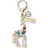 MONNEL MC443 Crystal Little Giraffe Lobster Clasp Charm for Women with Velvet Bag (Rainbow,1 Piece)