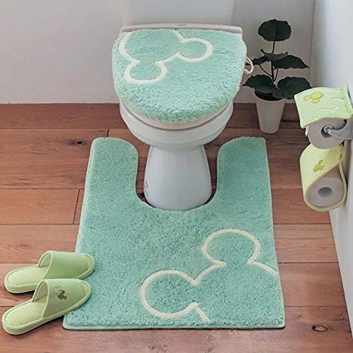 ベルメゾン ディズニー トイレファブリック 高価値 セット マット フタカバー 洗える すべりにくい 標準マット 消臭 抗菌 日本製 ミントグリーン 温水フタセット 防臭
