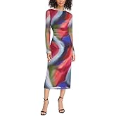 Vince Camuto Women's Printed Mesh Ruched Bodycon Dress (Red Multi, 12)