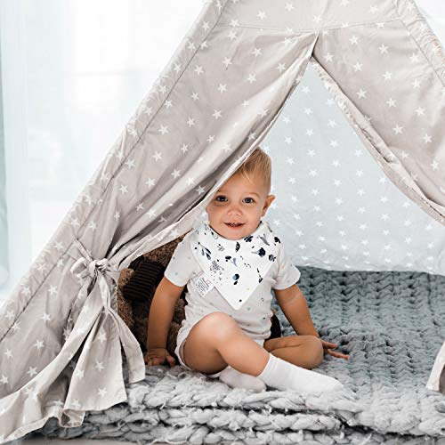 Cotton Baby Bib, 3 Pack Organic Absorbent Drooling Bibs for Teething Boy Girl, Soft Saliva Towel Drool Bibs for Teething Feeding Baby Shower Gift Set (One Size, Type C)