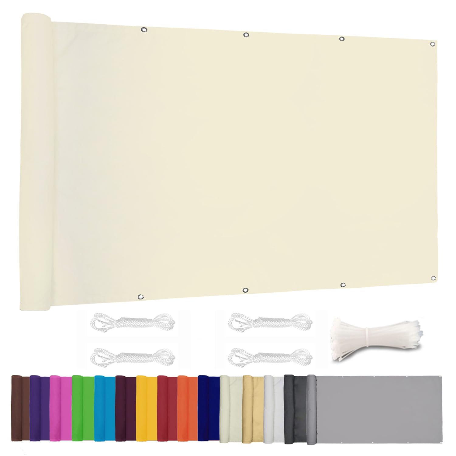 ZHhan Balcony Privacy Screen for Backyard Deck Patio Balcony Fence Porch Sun Shade PVC UV Protection Sun Wind 8 Days Delivered 11 Colors 195 Sizes 420D Milky white