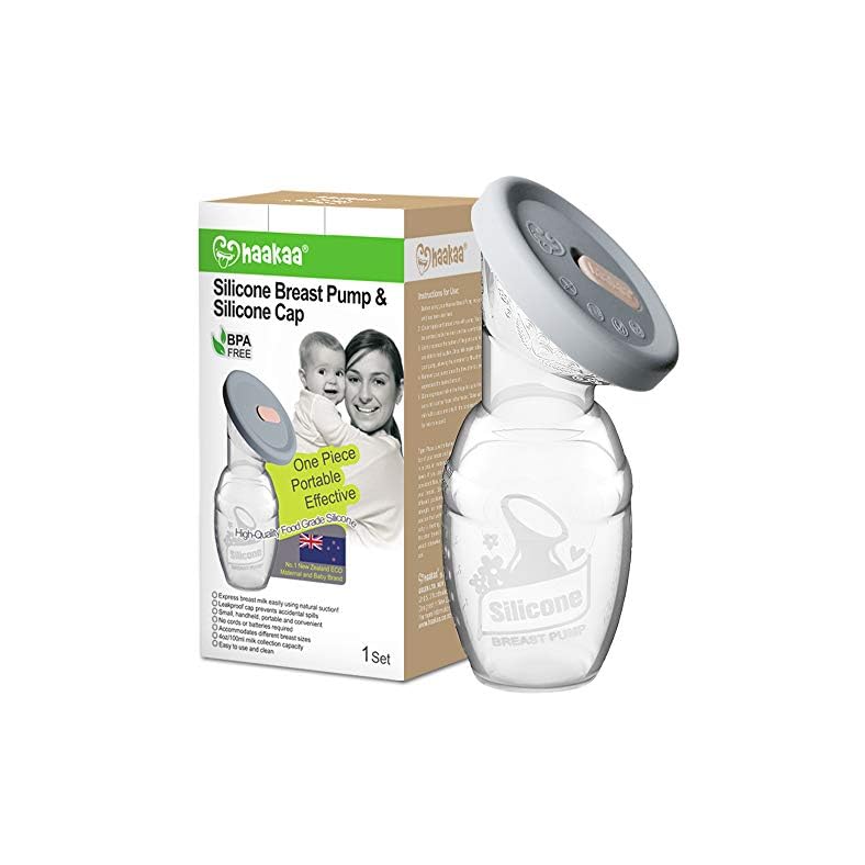 haakaa Manual Breast Pump Breastfeeding Pump 4oz/100ml+Lid Food Grade Silicone 1 PC