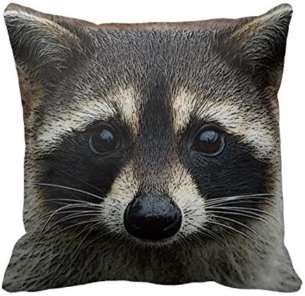 Generic Custom Pillow With Filler Cute Young Raccoon Face Mask And Stare Close Up 18 X 18