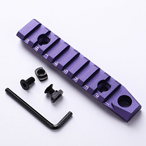 TuFok Mlok Picatinny Rail Adapter - Rifle Rail Attachment,Picatinny Rail Mount with 3/8" Sling Swivel Socket(for Two Point Sling)(9-Slot,Purple,Aluminum)