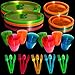 Upper Midland Products Neon Glow Party Supplies Set, Servers 32, Includes 9 and 6 Inch Plates, 9 OZ Cups, Forks,Spoons, Knives, 32 of Each, Perfect for Blacklight UV Parties primary