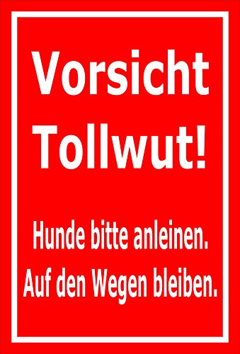 Melis-Folienwerkstatt Schild Vorsicht Tollwut - 15x10cm - Bohrlöcher - 3mm Hartschaum â 20 VAR S00359-023-D