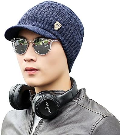 Thenxin Unisex Beanie with Visor,Men Women Wool Knit Ski Caps Baggy Slouchy Beanie with Brim