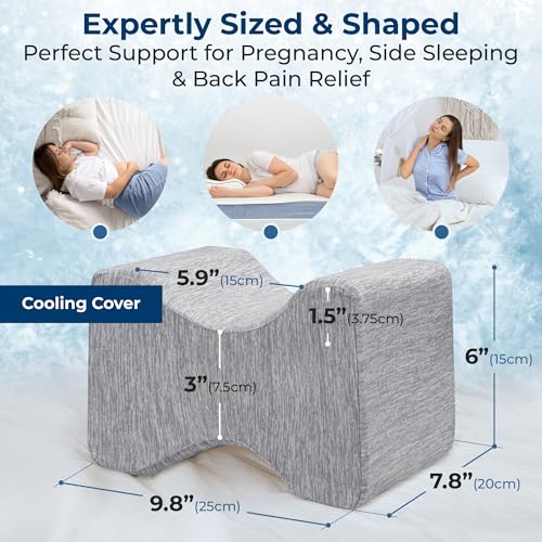 5 STARS UNITED Knee Pillow for Side Sleepers - Hip Pain Relief, Memory Foam Leg Cushion for Side Sleeping - Between Legs Pillow for Sciatica & Lower Back Pain, Arctic Gray