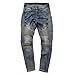 Feinste Men's Slim Fit Distressed Denim Biker Jeans (32W, Blue)
