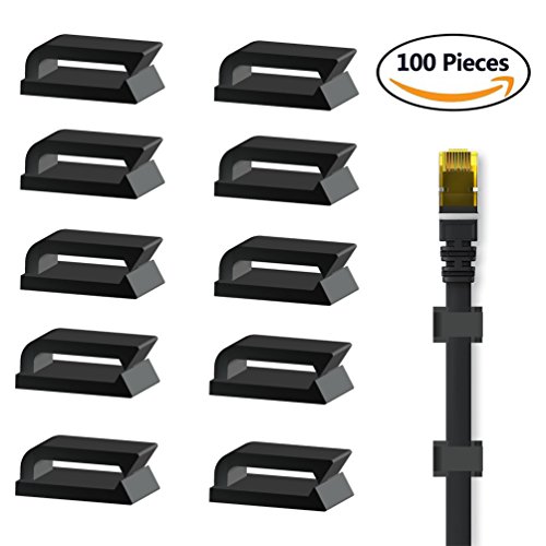 Ethernet Cable Clips Adhesive, 3m Wire Clips Holder, Self Adhesive Wire Clips Management for Home and Office (100 Pieces, Black) - Thumbnail 6