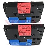 2PK Black on Red Label Tape Compatible for Brother TZ 431 TZe 431 12mm P-Touch 8m