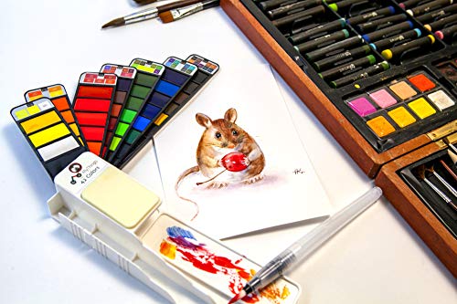 image for MyThingo Watercolor Paint Set, Artist Foldable and Portable Pocket Tra