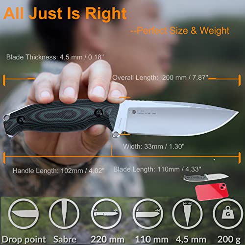 Ruike Camping Small Fixed Blade Knife with Sheath 360 Rotate, 14c28n