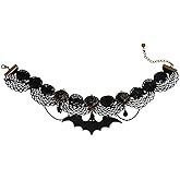 Niaspi Black Bat Lace Choker Necklace for Women Halloween Chram Pendant Necklace Gothic Prom Party Choker Vampire Collar Clothing Accessories