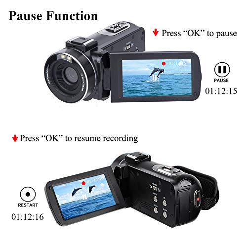 Video Camera Camcorder AiTechny HD 1080P 24.0MP Digital Camera YouTube Vlogging Camera 3.0 inch LCD 270 Degrees Rotatable Screen 16X Digital Zoom Camera Recorder 2 Batteries (301S-Plus)