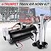 Juane 150DB Train Air Horn Kit for Trucks, 4 Trumpet Super Loud Air Horn with 120PSI 12V Compressor and Gauge for Car Train Van Boat Trucks SUV Vehicle(Black)