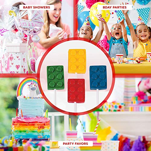 Fun Express Color Brick Lollipop Suckers | Assorted Fruit Flavors | 24 Count | Great for Birthday Parties, Holiday Giveaways, Party Favors, School Treats