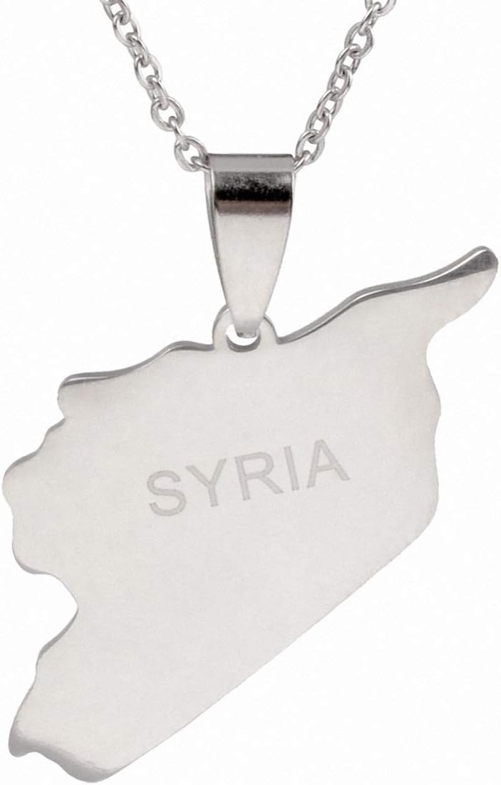 Syria Map Necklaces 316 Stainless Steel Charms Pendant Necklaces Syrians Jewelry Middle East