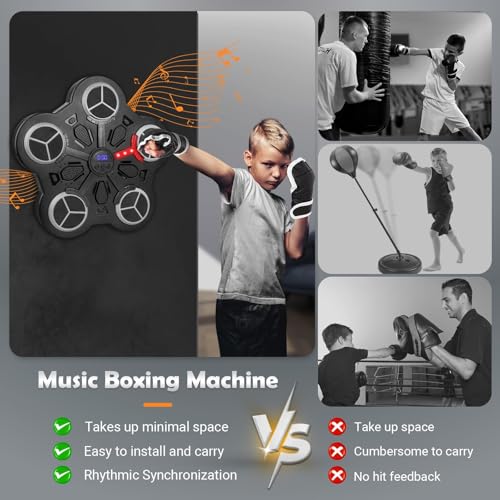 Music Boxing Machine, Wall Mounted Bluetooth Smart Boxing Machine for Kids, with Workout Gloves, Two Installation Methods Music Boxing Machine, with Scoring Function for Home