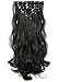 FESHFEN Clip in Hair Extensions 7 PCS Set Long Curly Wavy Synthetic Clip in Hair Extension Full Head Hairpiece for Women Girls, 20 inch