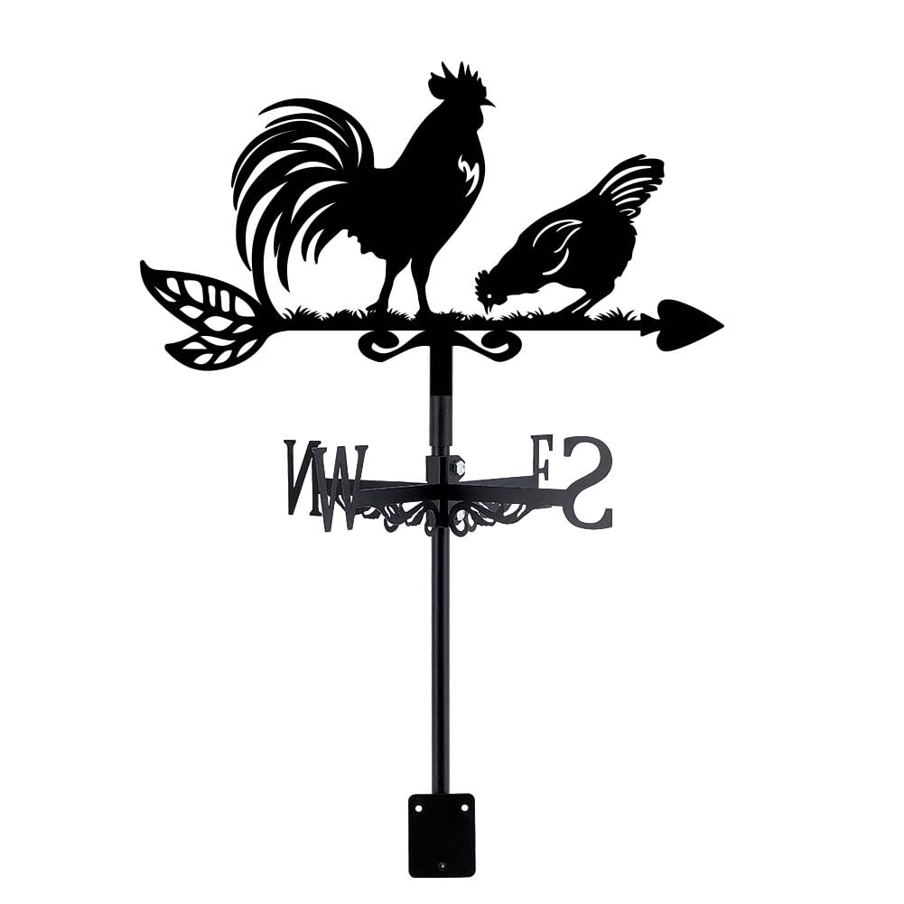 SUPERDANT Rooster Weather Vane for Roof Rooster Metal Weathervane Chicken Wind Vanes for Sheds Black Wind Direction Indicator for Farmhouse Yard Farm Shed Garden Decoration