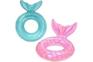 Audaisyly Children Swimming Ring, Inflatable Pool Floats Swim Tube Raft Toy with Fruits Mermaid Decorations Summer Water Fun Lounge Beach Lake Party Supplies for Kids