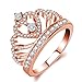 Haoze Clear Dazling Princess Crown Tiara Design Cubic Zirconia Diamond Ring for Women Girls