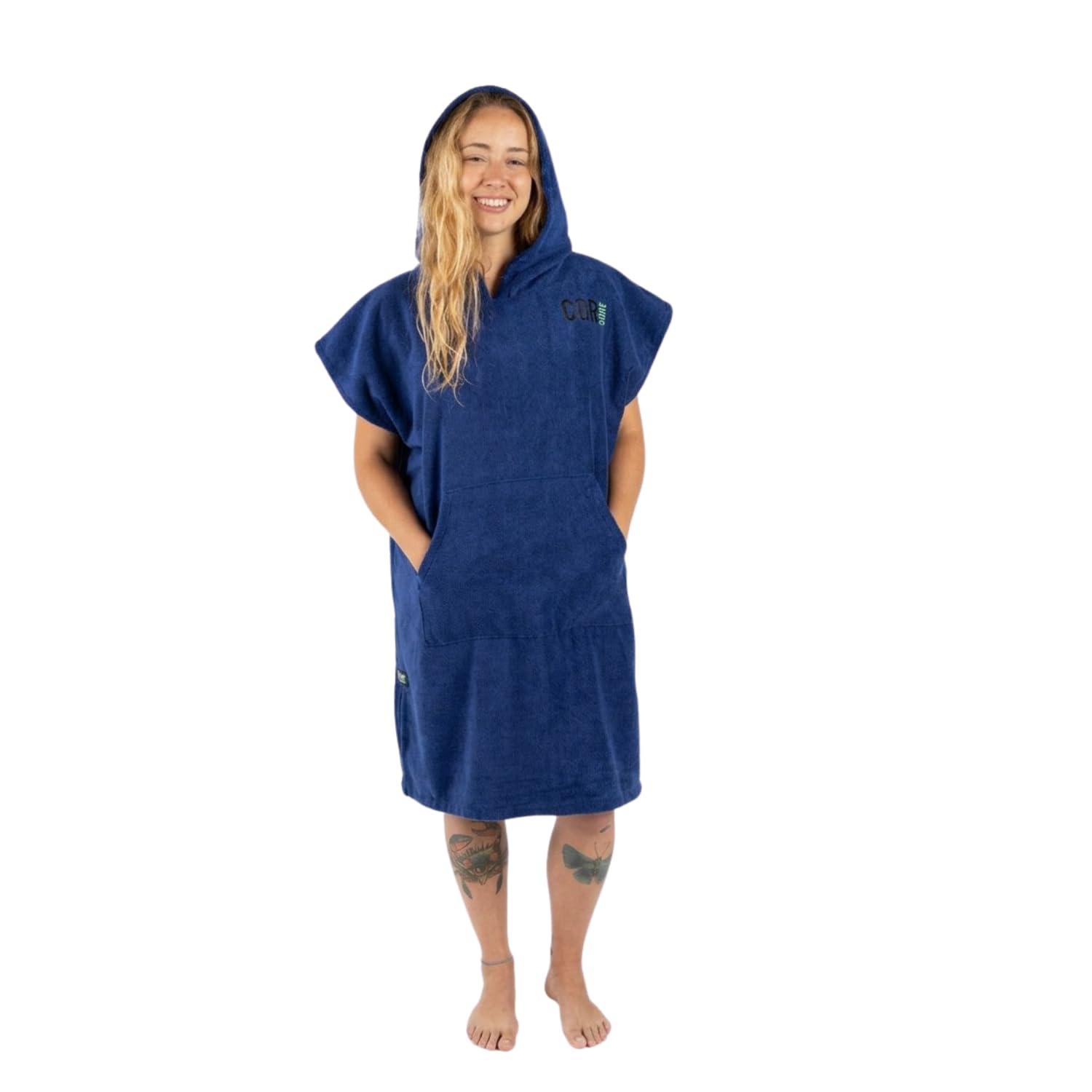 COR Surf Changing Towel Poncho for Adults - Soft and Quick Dry Microfibre Swimming Robe, Hooded Towel with Pockets, Lightweight and Fade-Resistant, Cobalt Blue, M