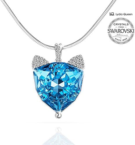 Lydia Queen Fox Necklace - Fashion Jewelry Pendant Love Necklace Made with Blue Swarovski Crystal Elements ( Perfect Gift for Mom, Wife, Fiancee, Girlfriend, Bestie ) “Lucky Fox ”