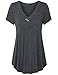 Vinmatto Women's Summer Short Sleeve V Neck Flowy Tunic Top(M,Black)