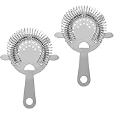 2 Pack of Cocktail Strainer Stainless Steel Bar Cocktail Strainer Filtering Tool for Bar Restaurant Home