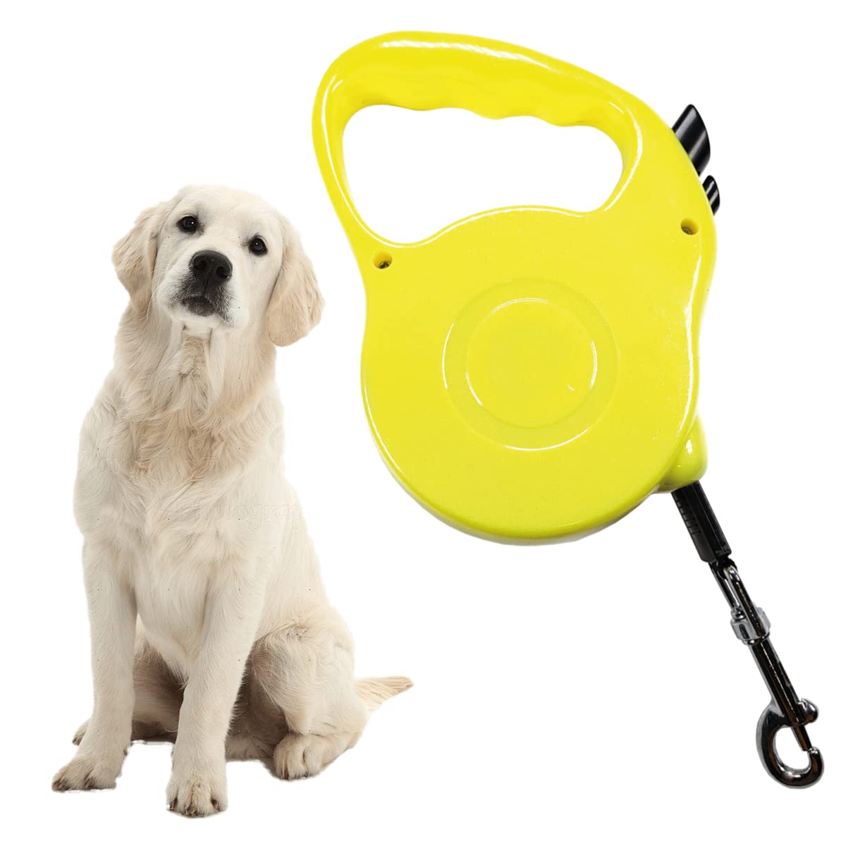 Retractable Dog Leash 3 Meters (S - 12 kg) / 5 Meters (M - 20 kg) Tug Resistant, Suitable for Small and Medium Dogs, Nylon Anti-Tangle (MEDIUM - MAX 20 kg, YELLOW)