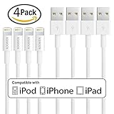 iPhone Charger, KOOWIEN 4Pack 3ft 8Pin Lightning Cable USB Syncing and Charging Cord for iPhone 7/7 Plus, 6s plus/6s/6 plus/6, se/5s/5c/5, iPad Air/Pro/Mini, iPod nano/touch (White)