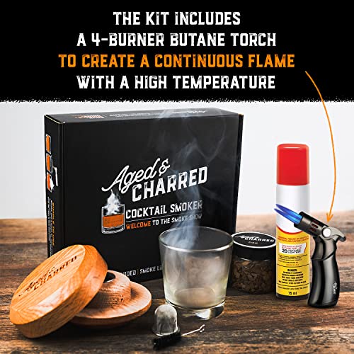 Cocktail Smoker Kit with Torch and Butane 100 USA Oak Smoker, High
