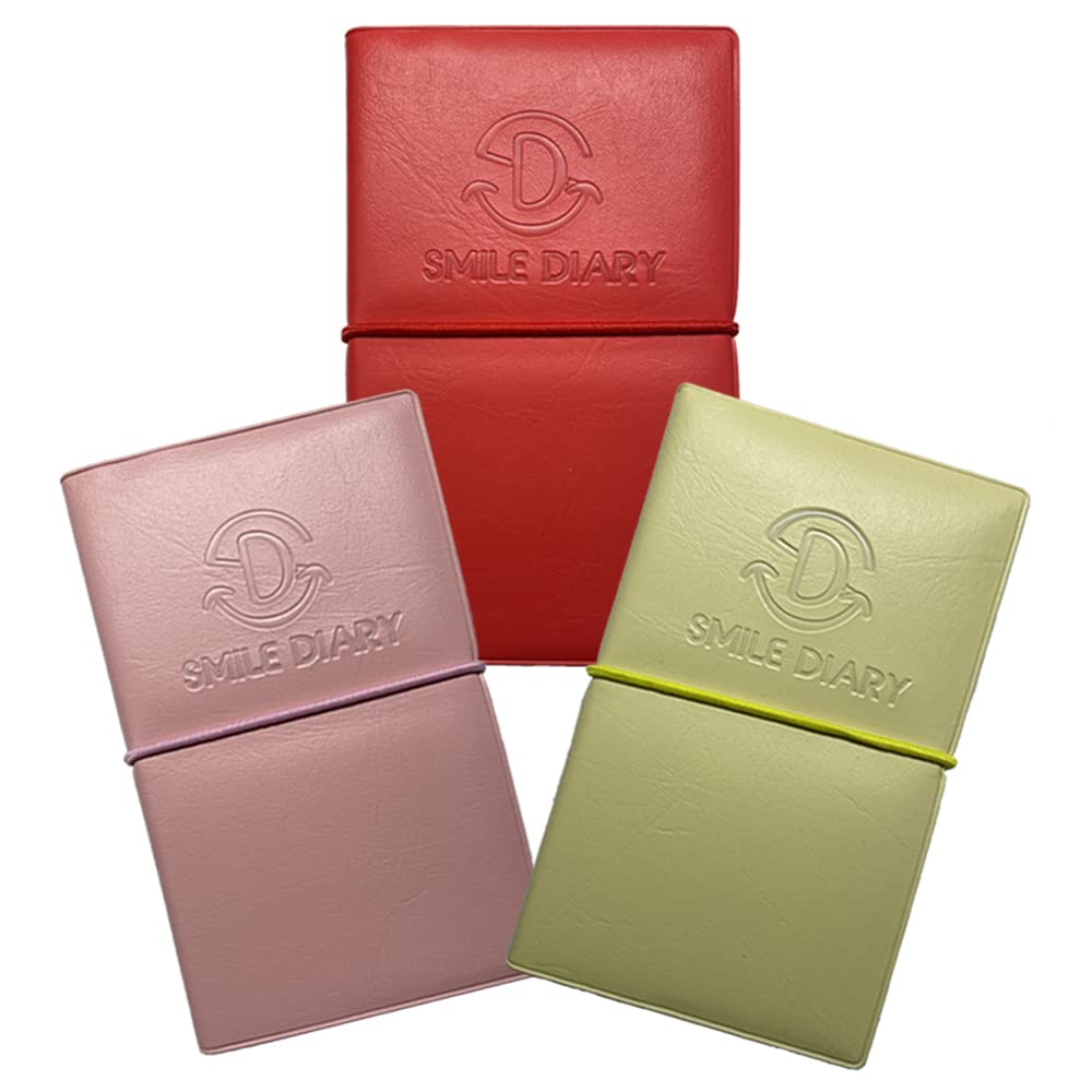 Smile Diary Mini Notebook, Mini Pocket Notebook Small Memo Pads Travel Notepads with Elastic Closure and Imitation-Leather Cover for- 100 Pages(5.03 * 3.15inch) Color does not repeat (3)