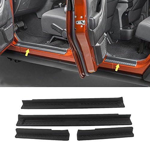 Micropower Door Sill Entry Guards ABS Material Black Plate Protectors For 2007-2016 Jeep Wrangler JK (4 Door)