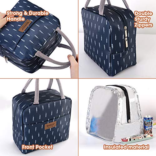 image for Buringer Reusable Insulated Lunch Bag Cooler Tote Box with Front Pocke