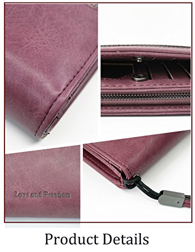 image for FIGROL Women Blocking Soft Leather Wallet,Credit Card Long Wallets Pho