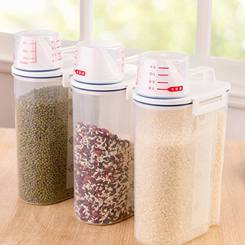 JISETY 2L Plastic Kitchen Food Storage Box Ornament Bins Cereal Grain Bean Rice Dispenser Container