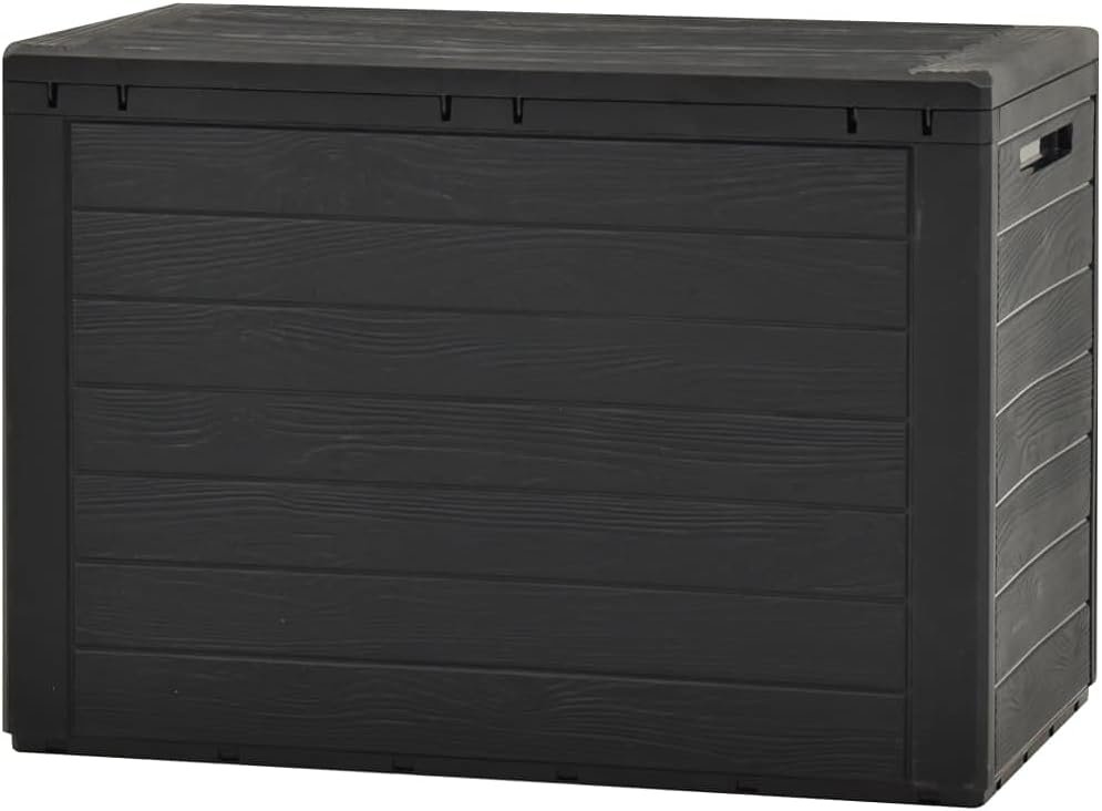 POCREATION 38.7'' x 17.3'' x 21.7'' 50 Gallons Garden Storage Box, Resin Deck Box Container Outdoor Pool Patio Furniture for Pool Accessories, and Storage for Outdoor Toys (Black): Home & Kitchen