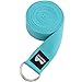 REEHUT Yoga Strap 6ft with Ebook - Durable Polyester Cotton Exercise Straps w/Adjustable D-Ring Buckle for Stretching, General Fitness, Flexibility and Physical Therapy Sky Blue