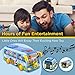 WolVol Shaking Blue Mini School Bus Toy for Toddlers Boys and Girls with Lights and Music, Shakes, Self Driving, Bump and Go Action - Interesting and Fun Toys for Little Kids