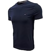 Tommy Hilfiger Men's Slim Fit Stretch Crewneck T-Shirts, (US, Alpha, Medium, Regular, Regular, Navy)