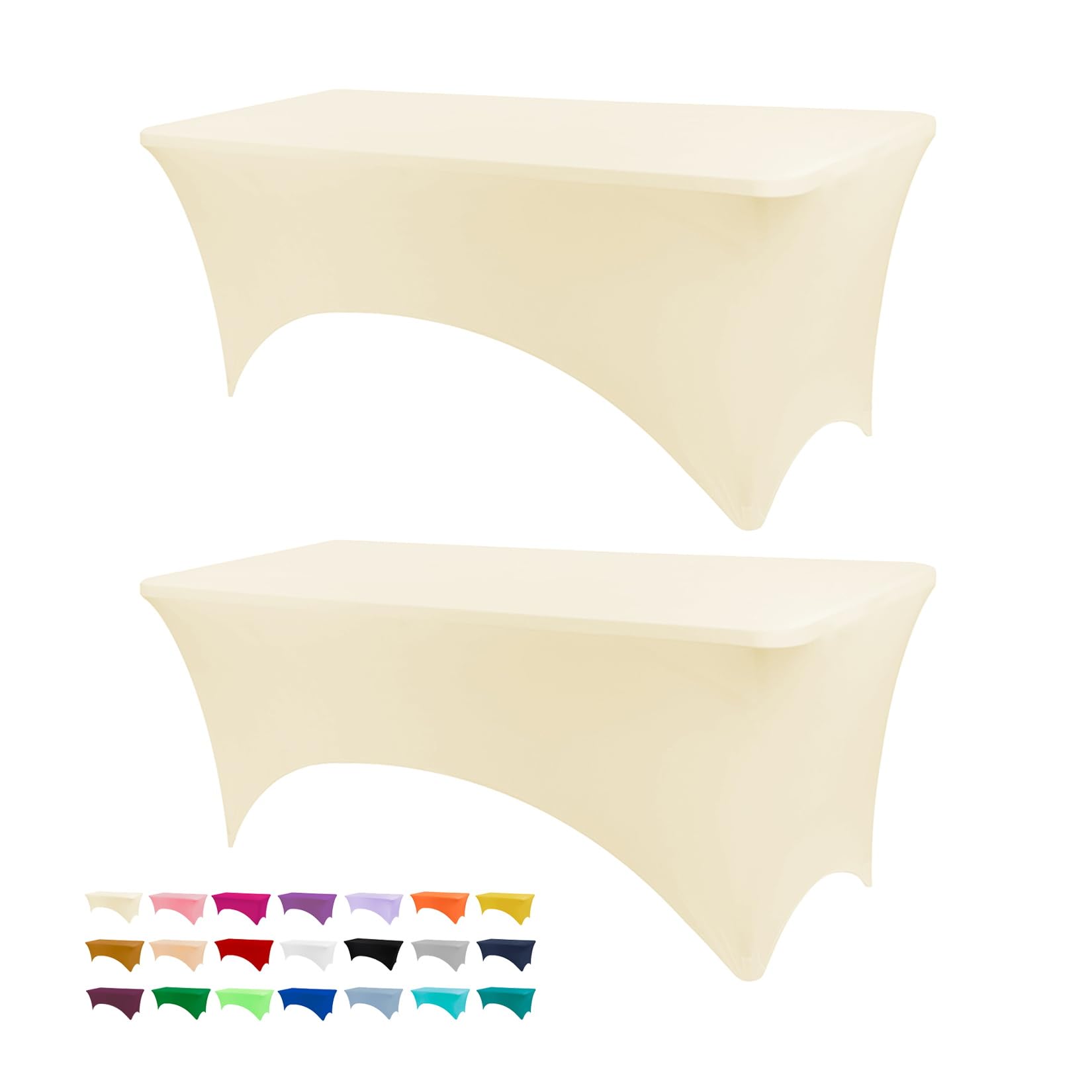 BDDC Spandex Table Cover, Ivory Tablecloth 6FT fits Tables Size [183Lx76W x76H] cm, Washable & Wrinkle Resistant Stretch Rectangular Cover for Event, Wedding, Banquet & Parties — image 1