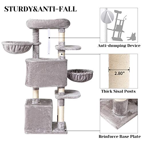 IBUYKE 53" Cat Tree Tower Play Furniture Cat Condo with Sisal