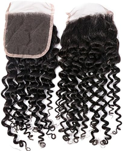 GEM HAIR Brazilian Virgin Hair Deep Curly Lace Closure 1 Piece 8-20 Inch Free Part Curly Human Hair Lace Front Closure