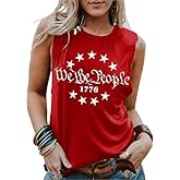 PECHAR 4th of July Tank Top for Women Patriotic Sleeveless Shirts American Flag T-Shirt Tees