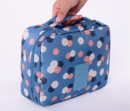 Muranba Travel Cosmetic Makeup Toiletry Case Bag Wash Organizer Storage Pouch Handbag (Blue) - Thumbnail 3
