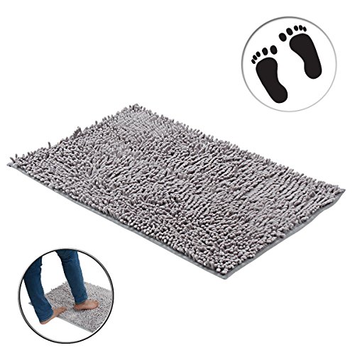 YOUKADA Bath Mat Rugs | 28" x 47" Long floor Mats, Extra Soft, Absorbent, Thickening Shaggy Microfiber, Machine-Washable, Perfect for Doormats, Tub, Shower (Gray)